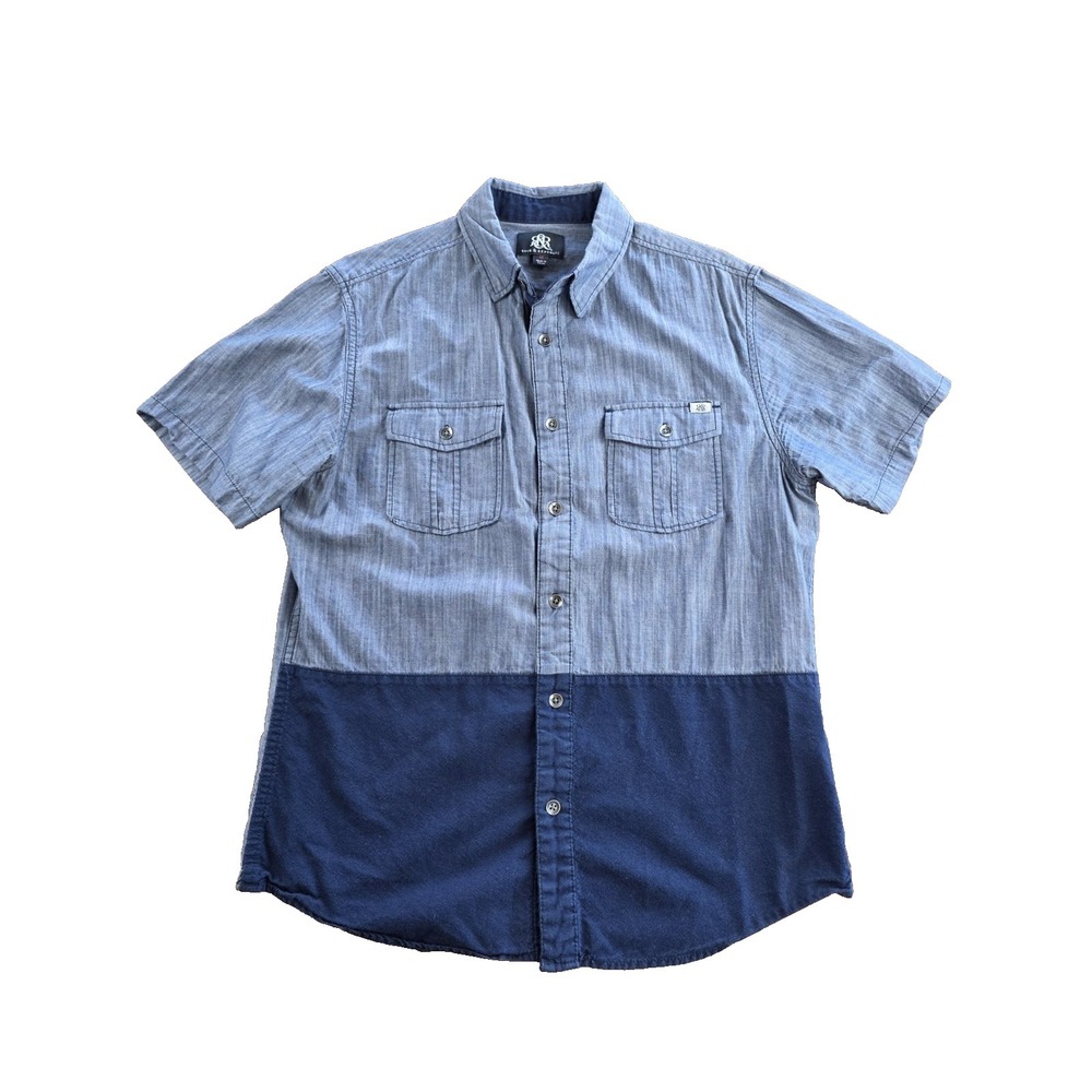 Rock & Republic Button Up Short Sleeve Shirt Men's Size M (176)